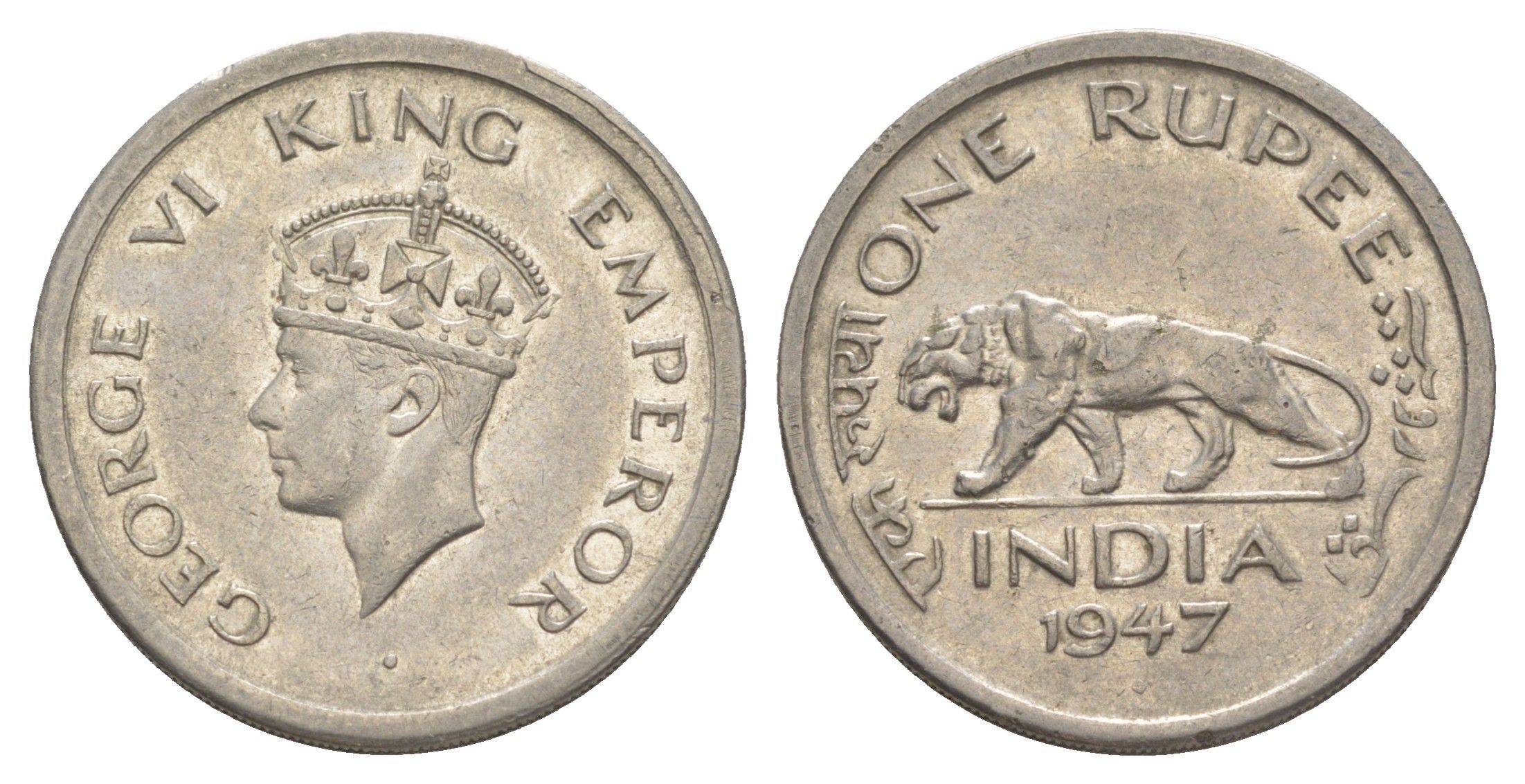 Британская Индия 1 рупия 1947 (Ромб) - Бомбей, Георг VI (1936-1952) KM 559 никель 650-1013