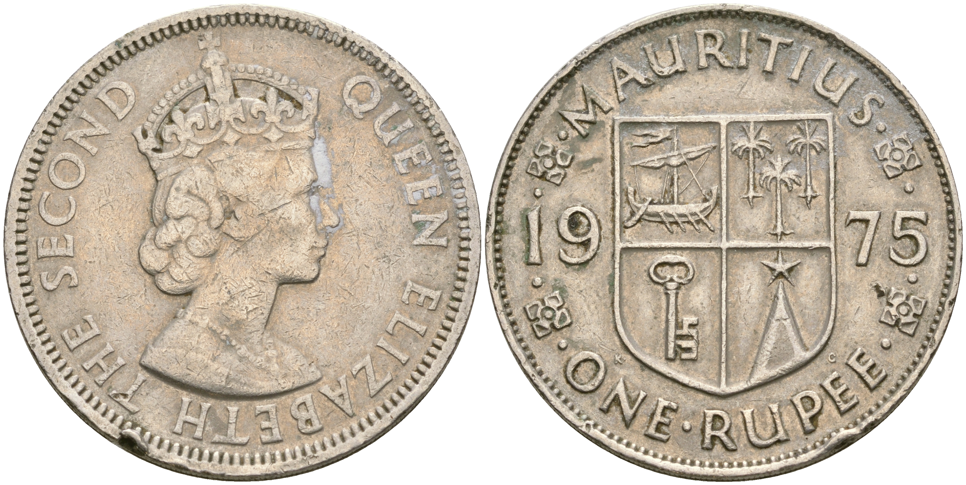 Маврикий 1 рупия 1975 Елизавета II (1952-) KM 35.1 медно-никель 4607-333