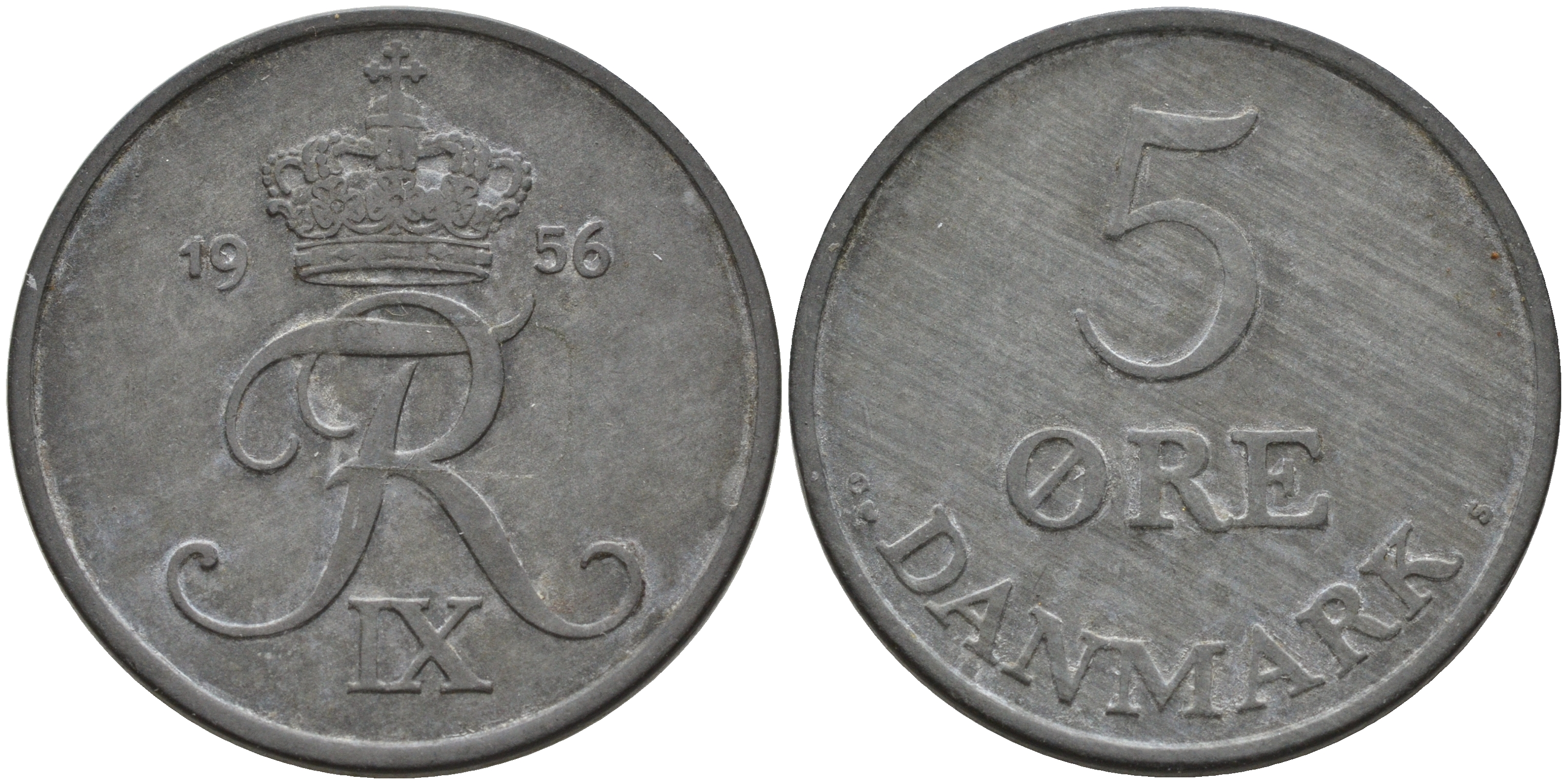 Дания 5 эре 1956 C.S, Фредерик IX (1947-1972) KM 843.2 цинк    4143-322