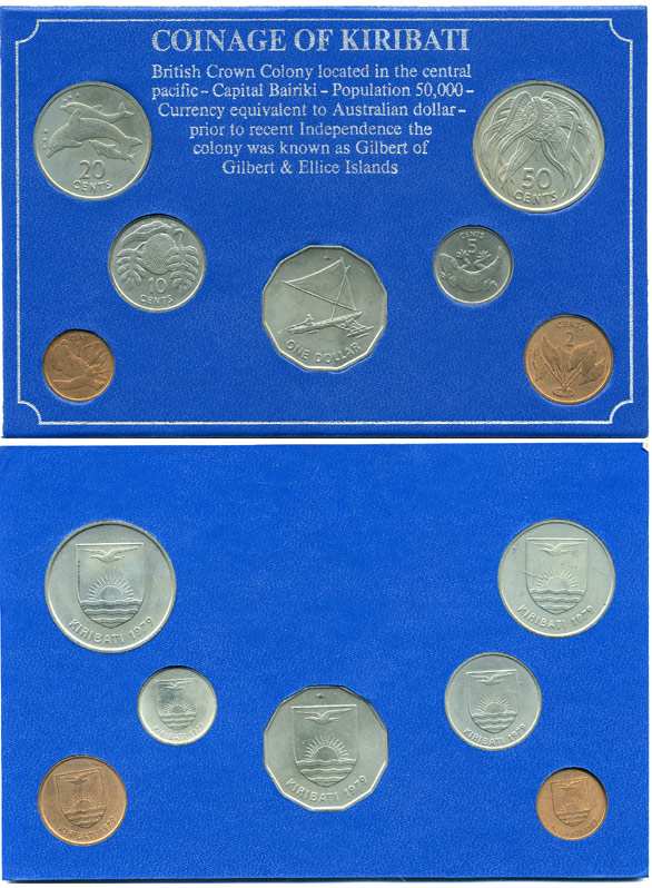 КИРИБАТИ НАБОР ИЗ 7 МОНЕТ 1979 В БУКЛЕТЕ (1 ЦЕНТ - 1 ДОЛЛАР) UNC 5-4-3-85