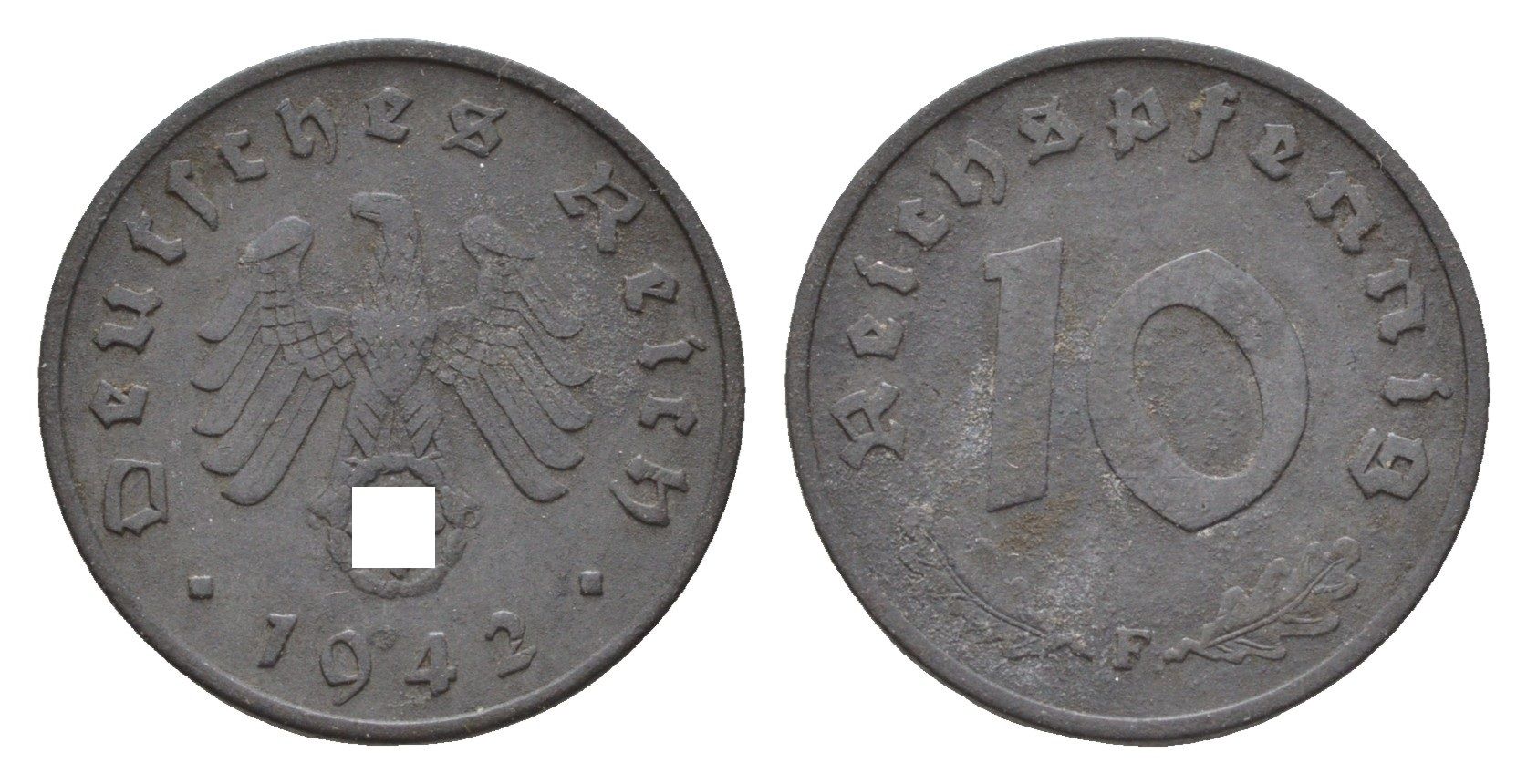 Германия 10 рейхспфеннигов 1942 F KM 101, J. 371 цинк 4152-637