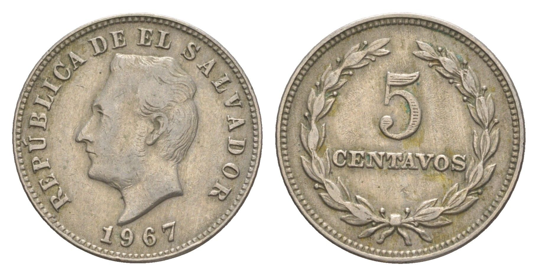 Сальвадор 5 сентаво 1967 KM 134 медно-никель 4620-142