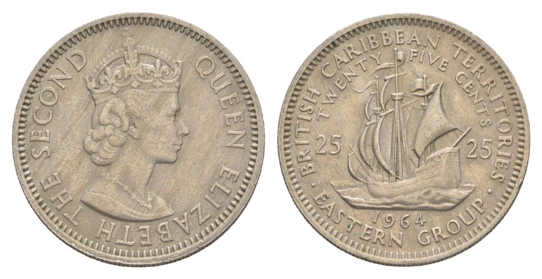 Восточные Карибские острова (Карибы) 25 центов 1964 KM 6 медно-никель 4514-1217