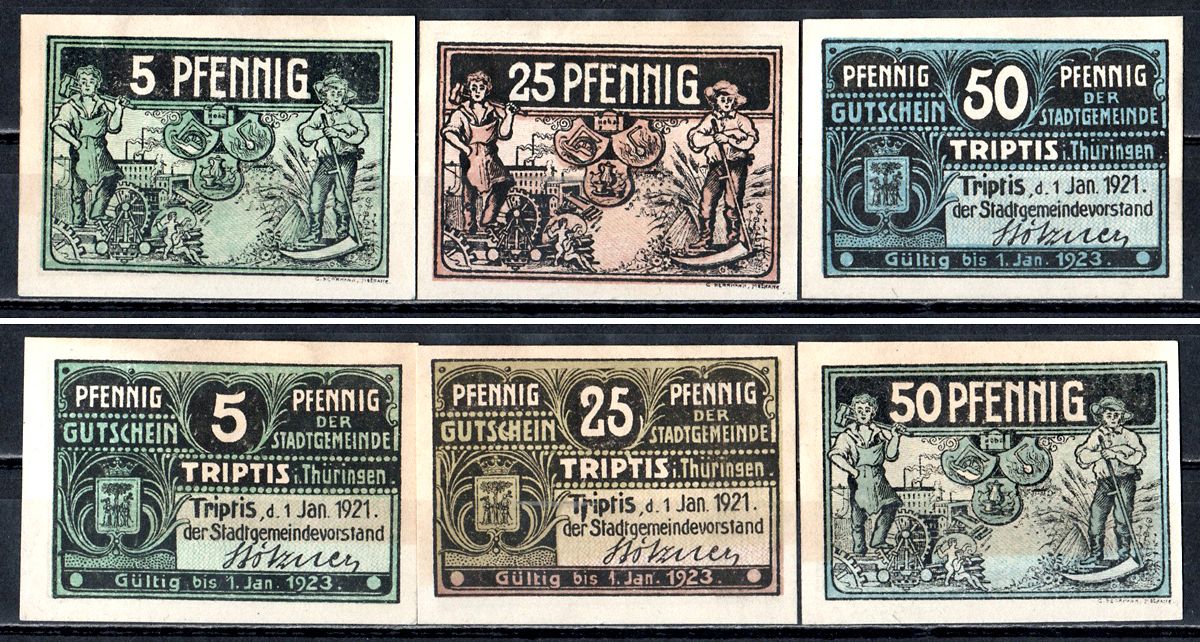 Триптис (Тюрингия) набор из 3 нотгельдов 1921 7555-49-1-2