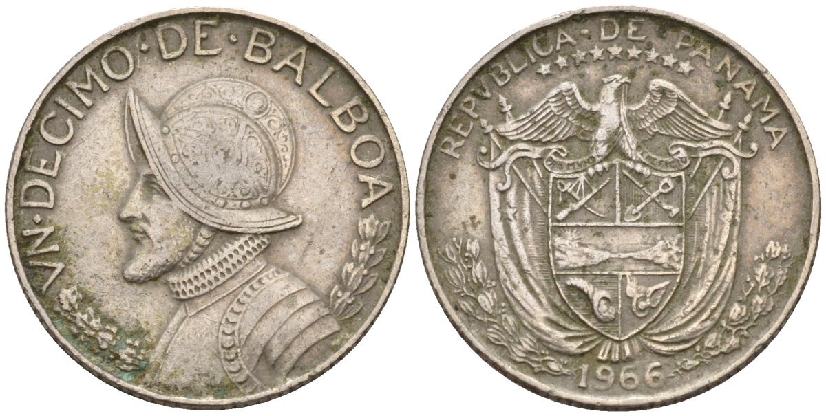 Панама 1/10 бальбоа 1966 KM 10 медь плакированная медно-никелем 4596-466