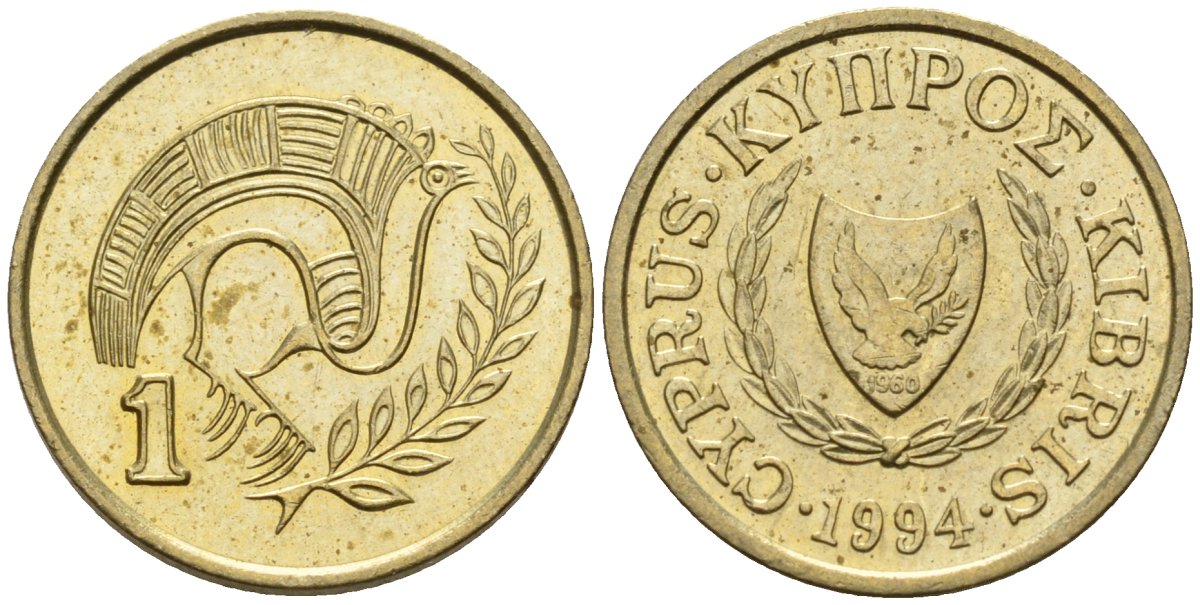 Кипр 1 цент 1994 KM 53.3 никель латунь 4174-1161