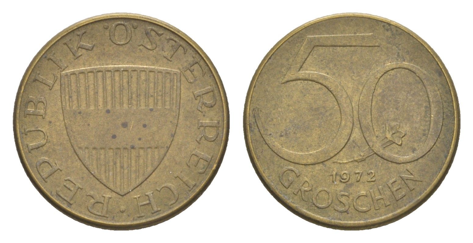 Австрия 50 грошей 1972 KM 2885 алюминиевая бронза 4124-139