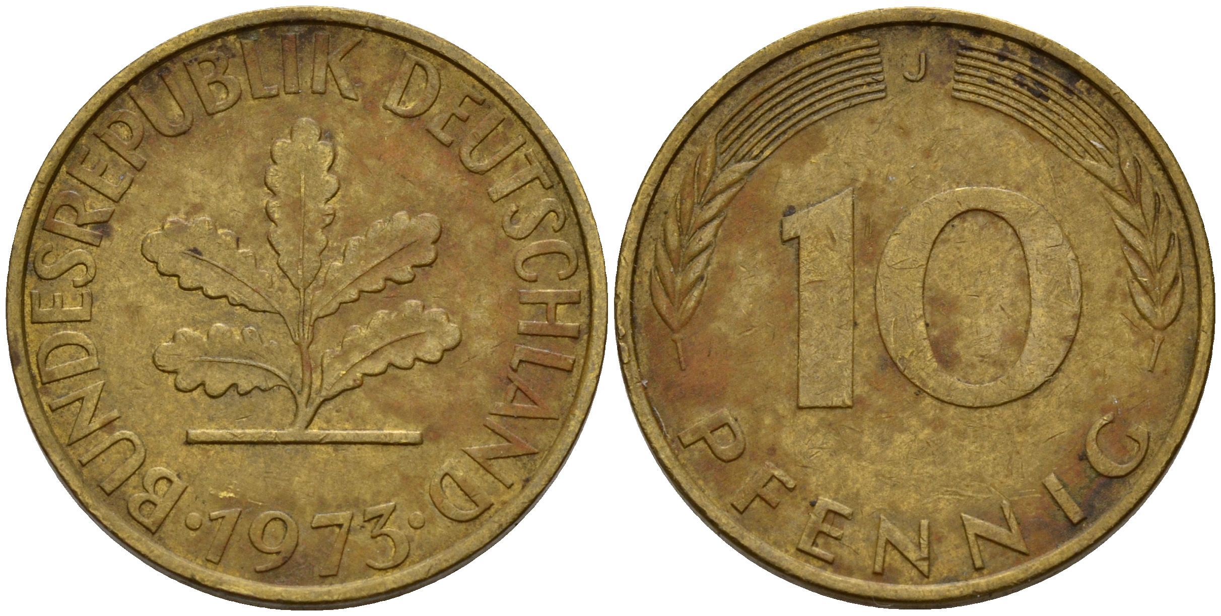 ФРГ 10 пфеннигов 1973 J J. 383, KM 108 сталь плакированная латунью    4603-421