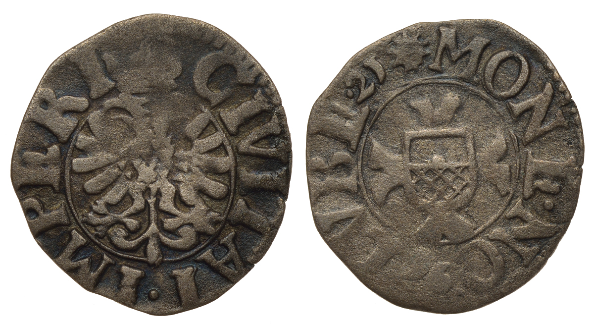 Любек зехлинг (6 пфеннигов) 1621 Behrens 440 серебро 000-000