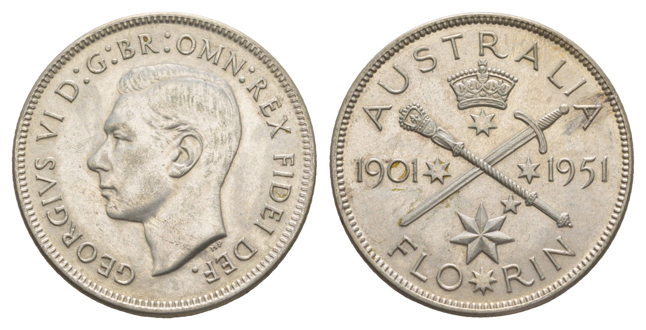 Австралия 2 шиллинга (флорин) 1951 50 лет Федерации KM 47 серебро UNC 5010-1231