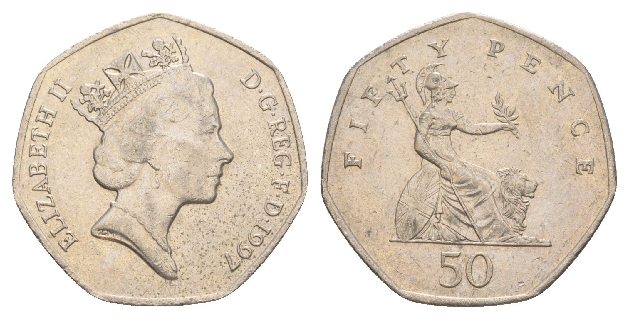 Великобритания 50 пенсов 1997 Елизавета II (1952-2022) KM 940.2, Spink 4351 (H7) медно-никель 4638-752