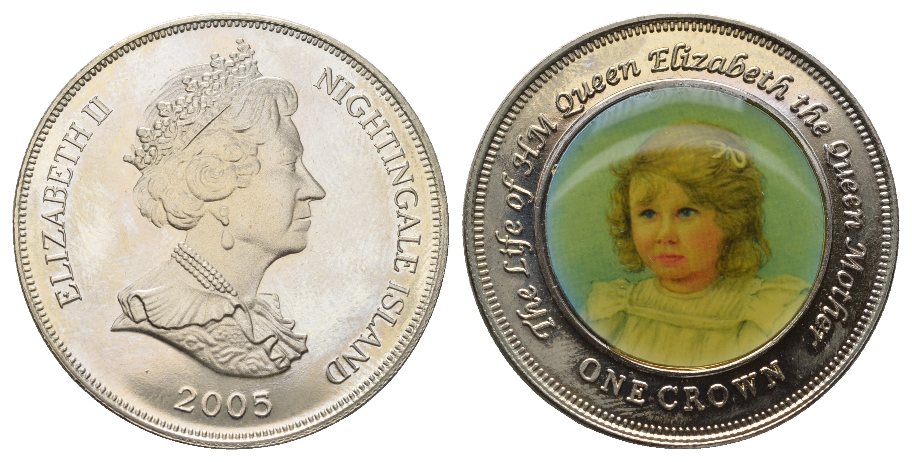 остров Найтингейл 1 крона 2005 Елизавета II (1952-2022), детство, эмаль KM NEW медно-никель  BU  1066-6-14