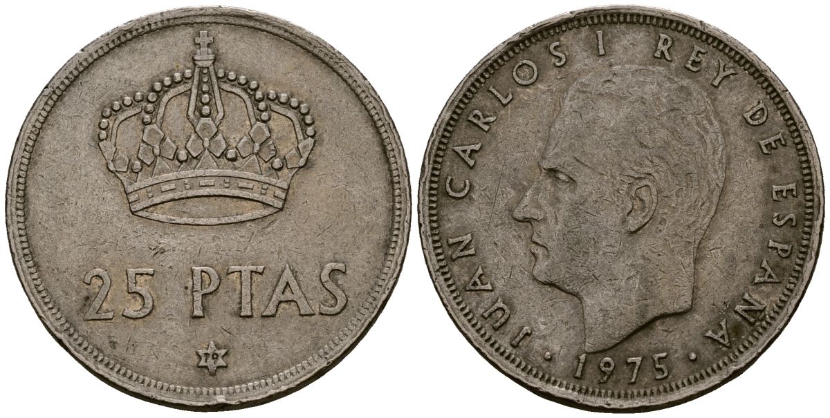 Испания 25 песет 1975 (79) Хуан Карлос I (1975-2014) KM 808 медно-никель 4165-945