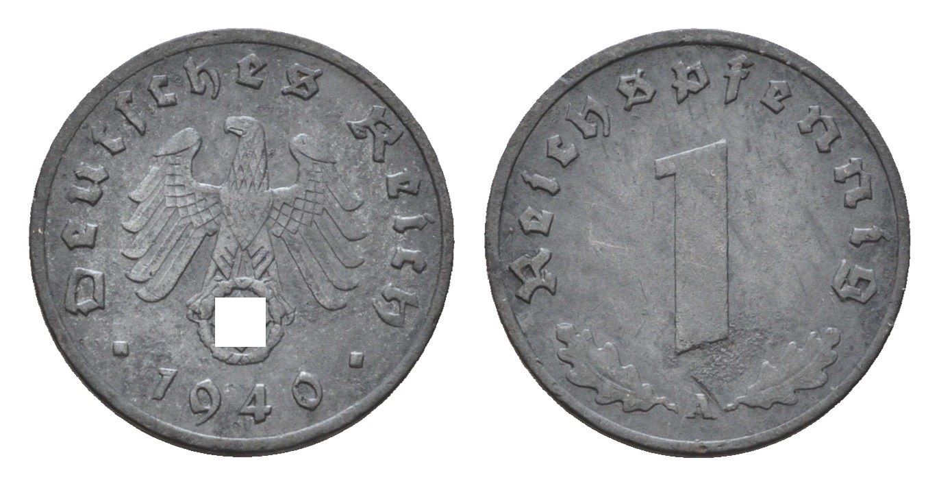 Германия 1 рейхспфенниг 1940 A KM 97, J. 369 цинк 4630-1043