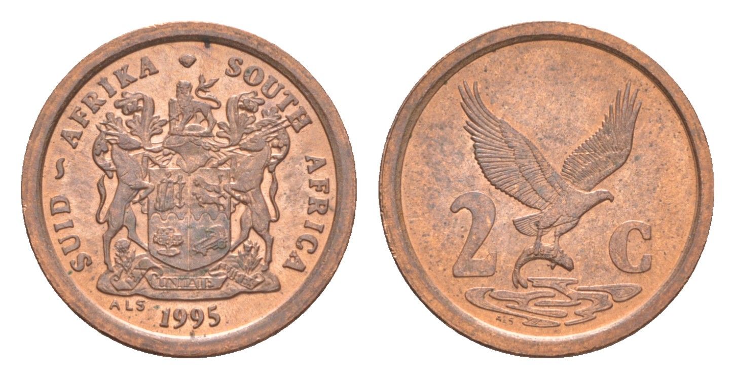 ЮАР 2 цента 1995 KM 133 сталь плакированная медью UNC 4621-219