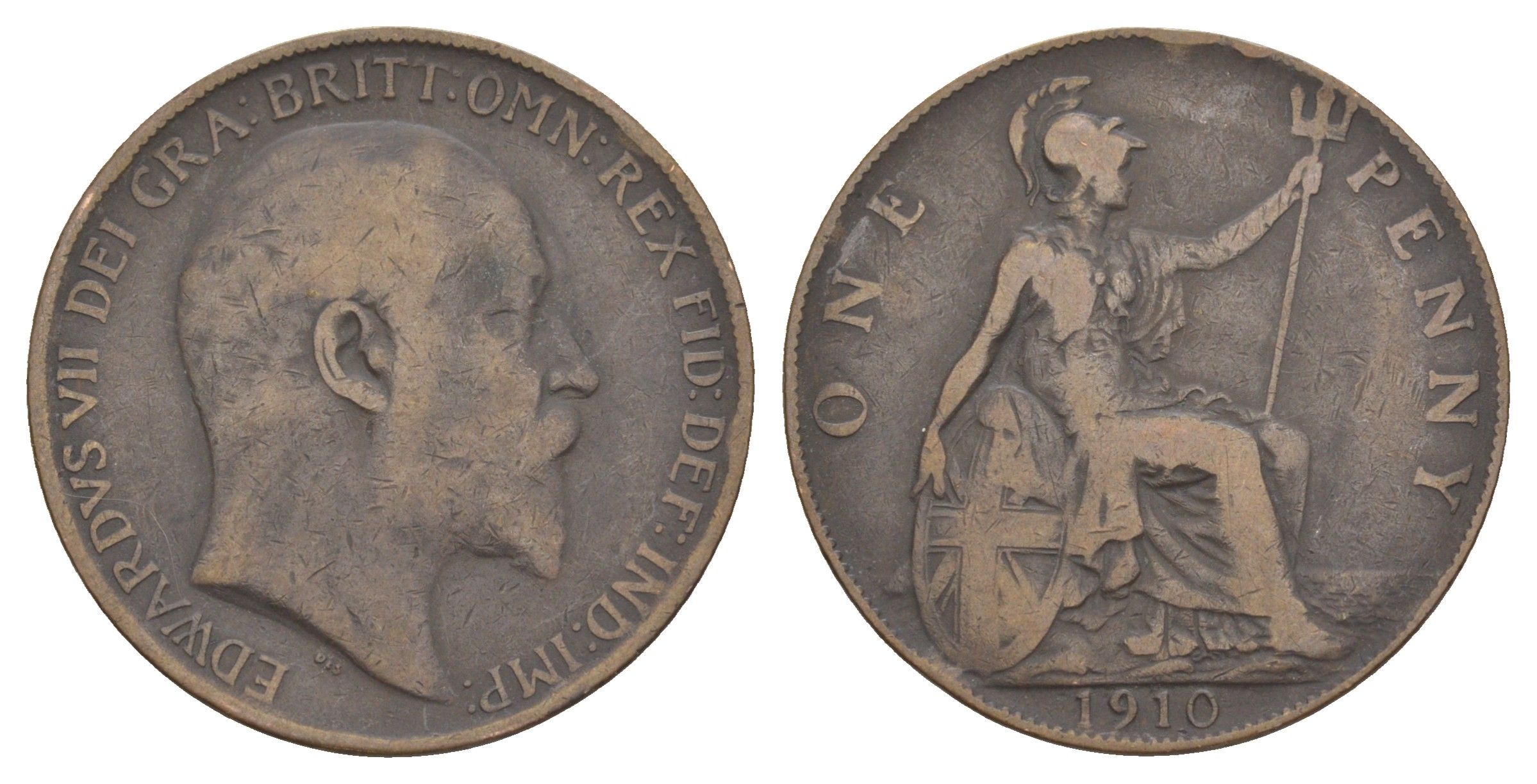 Великобритания 1 пенни 1910 Эдуард VII (1901-1910) KM 794.2, Spink 3990 бронза 4634-922