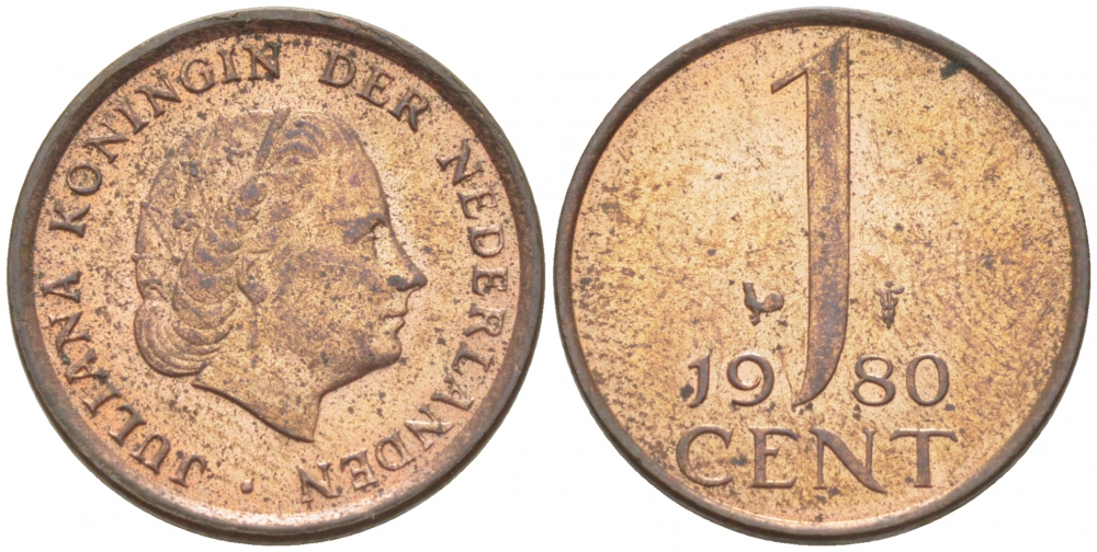 Нидерланды 1 цент 1980 Юлиана (1949-1980) KM 180 бронза 3457-1054