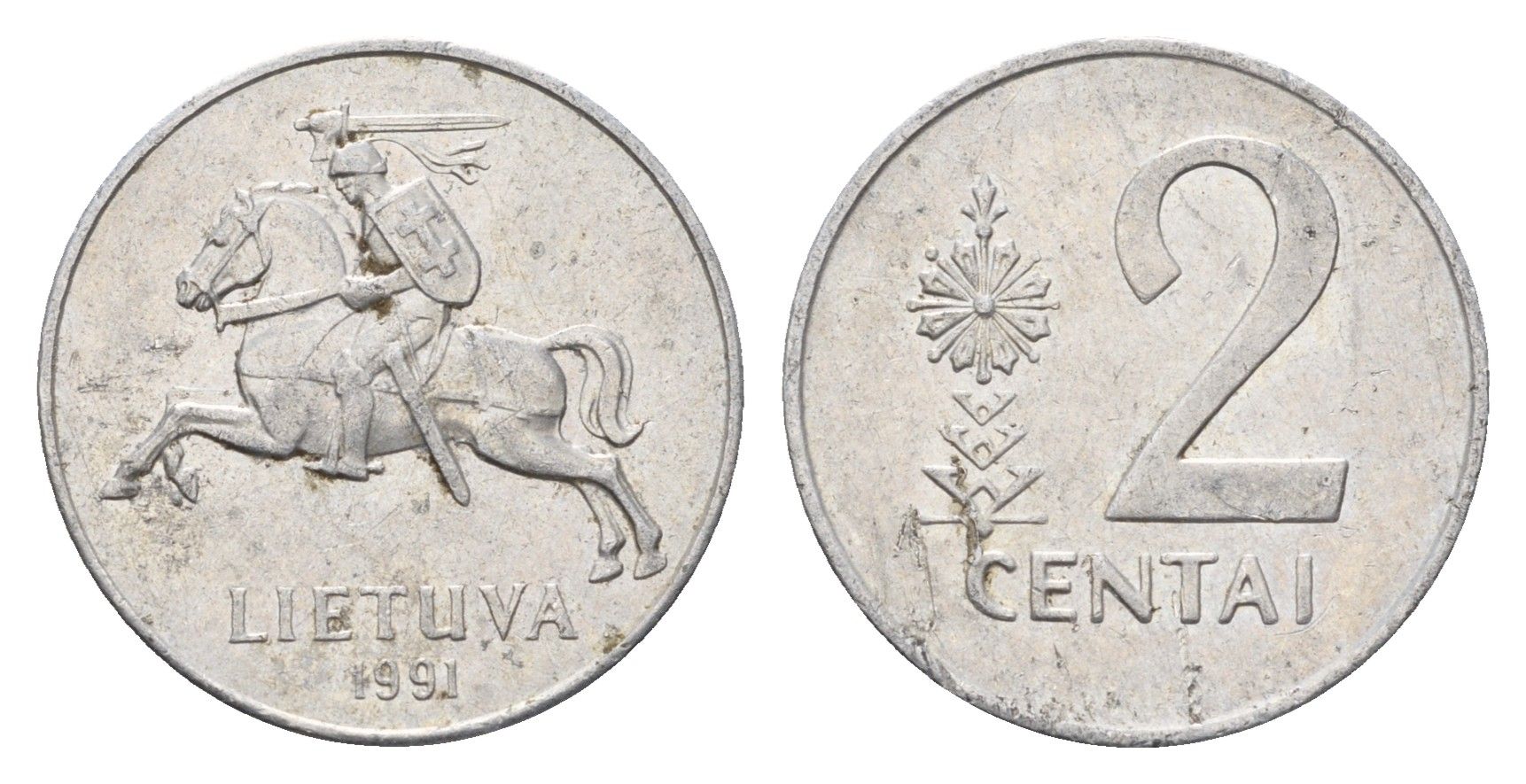 Литва 2 цент (сента) 1991 год-тип KM 86 алюминий 4701-1234