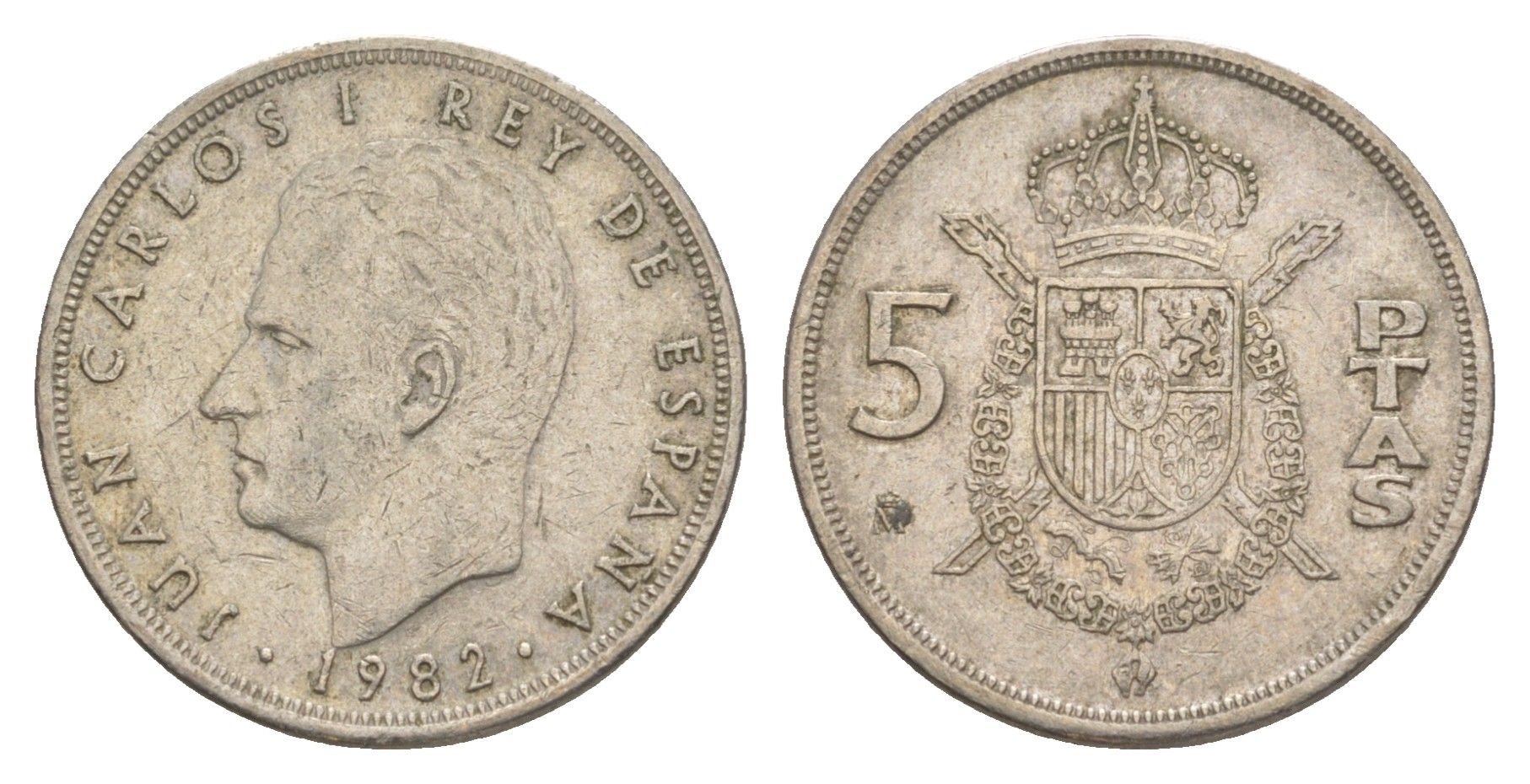 Испания 5 песет 1982 M, Хуан Карлос I (1975-2014) KM 823 медно-никель 4619-1244