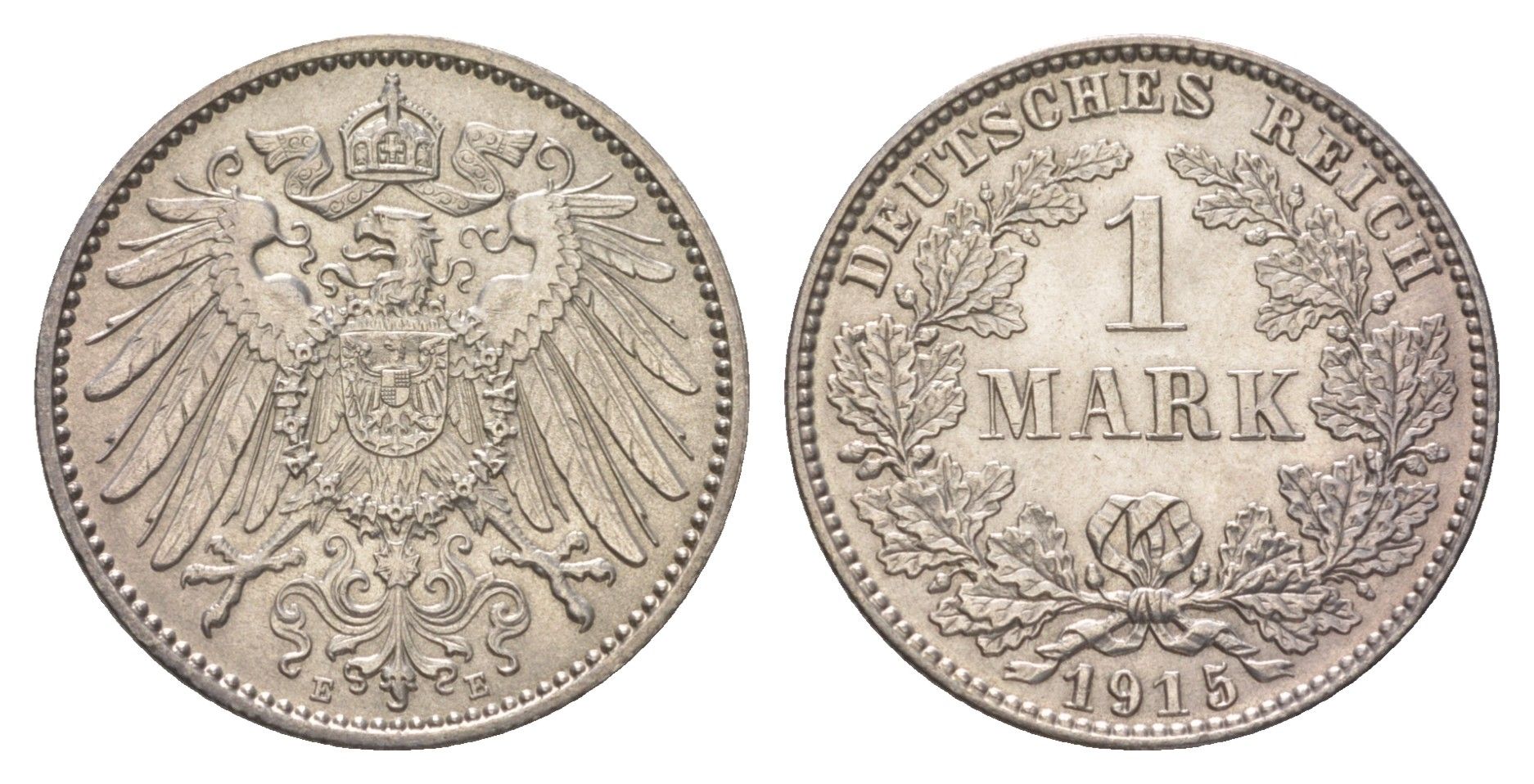 Германия 1 марка 1915 E, Вильгельм II (1888-1918) KM 14, J. 17 серебро aUNC 4626-255