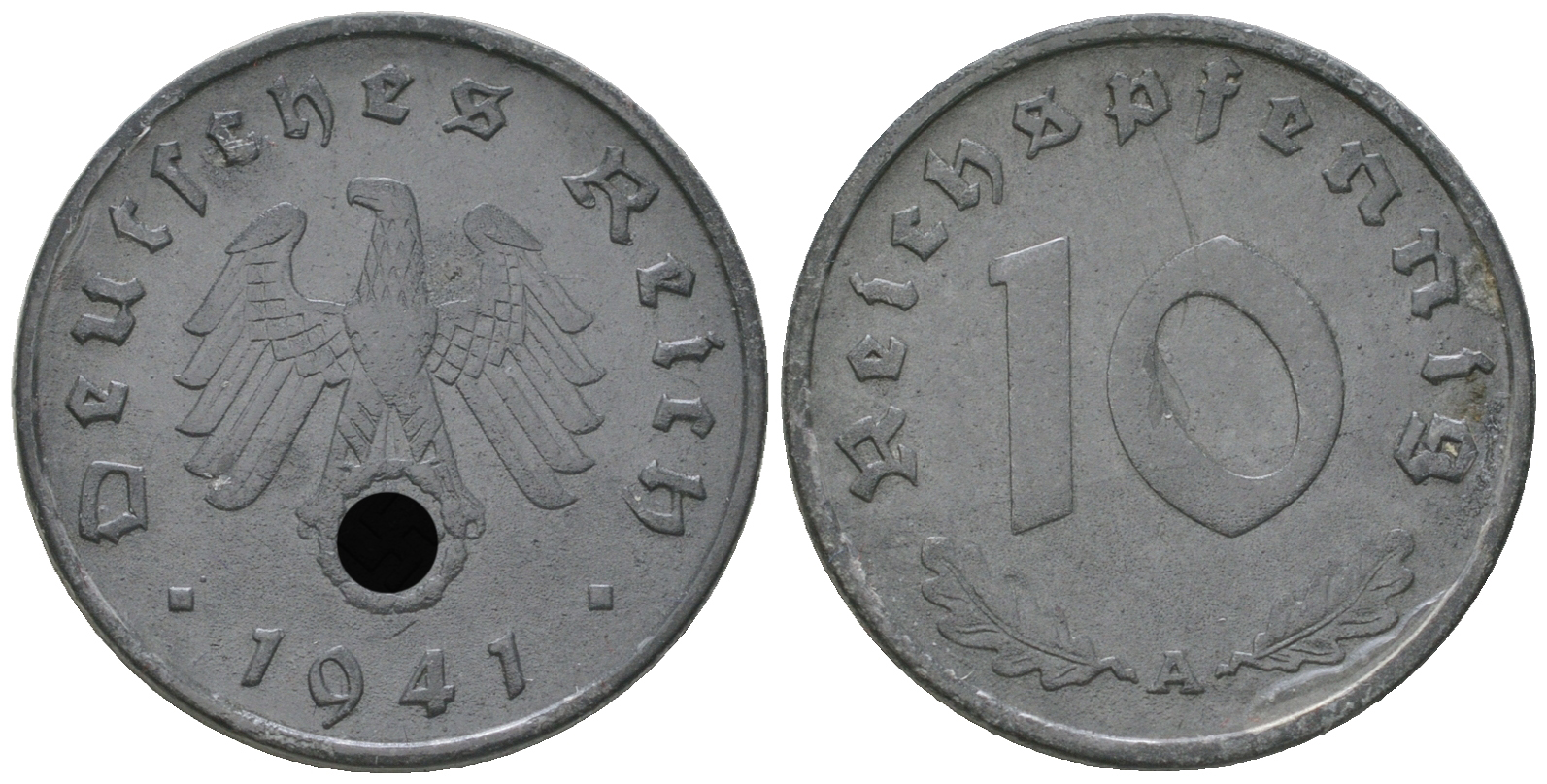 Германия 10 рейхспфеннигов 1941 A J. 371, KM 101 цинк 4175-345