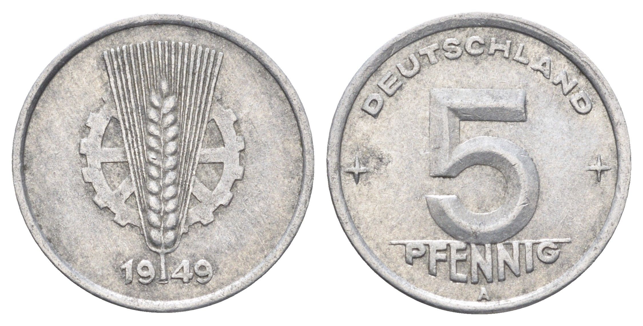 ГДР 5 пфеннигов 1949 A KM 2 алюминий 4697-611