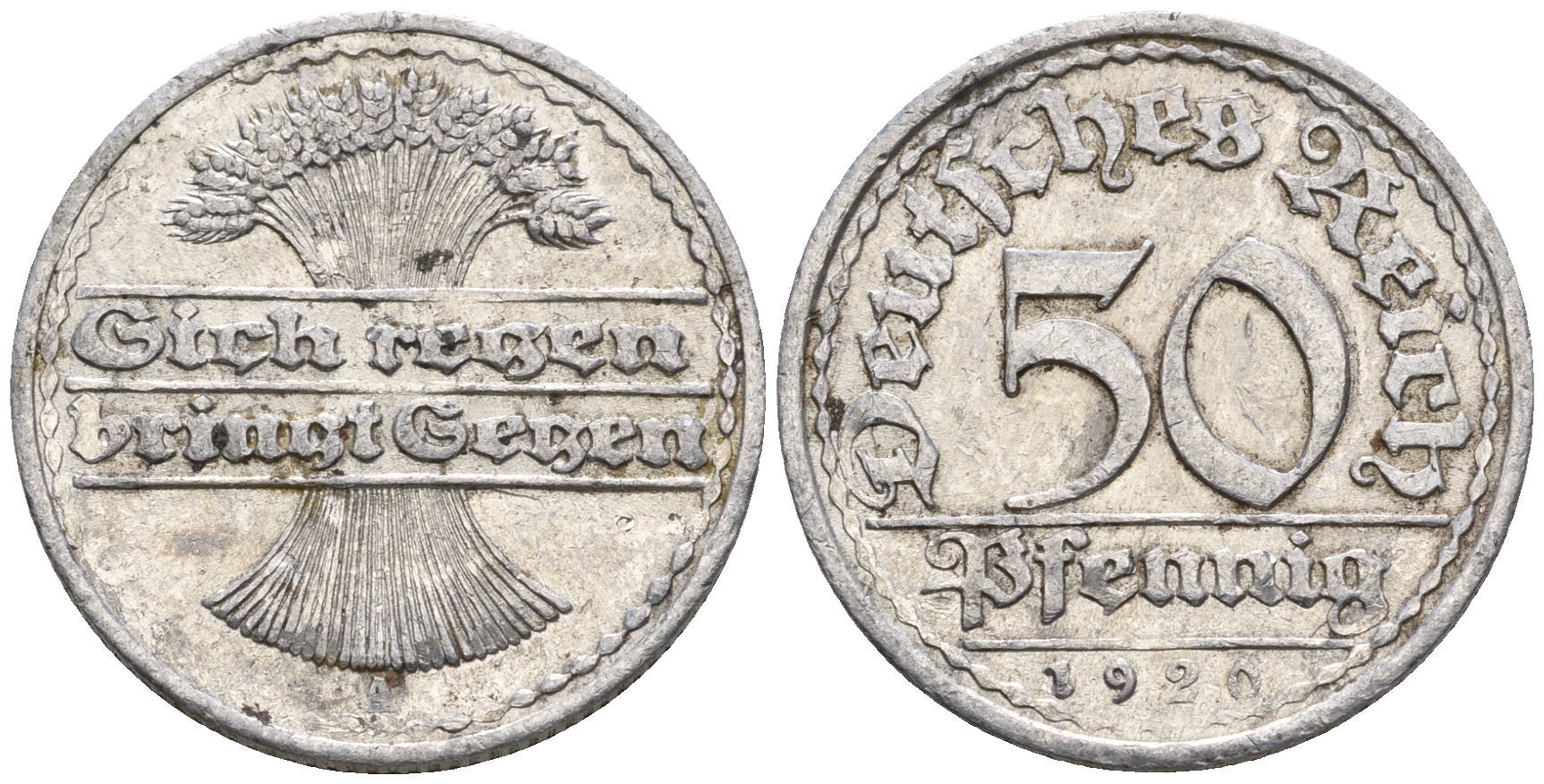 Германия 50 пфеннигов 1920 A KM 27, J. 301 алюминий 60-1117