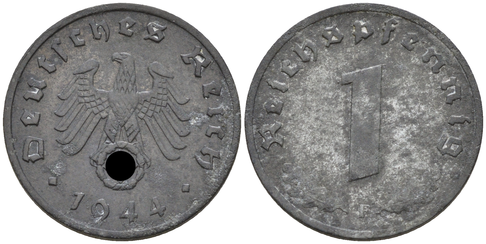 Германия 1 рейхспфенниг 1944 F KM 97 цинк    4596-326