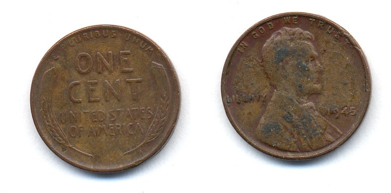 США 1 ЦЕНТ 1945 ЛИНКОЛЬН KM А132 медь цинк 35-1323
