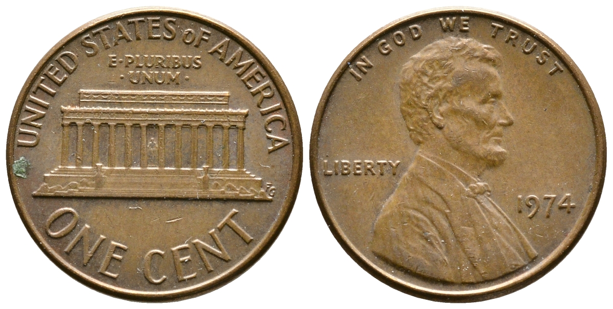 США 1 ЦЕНТ 1974 ЛИНКОЛЬН KM 201 медь цинк 93-1252