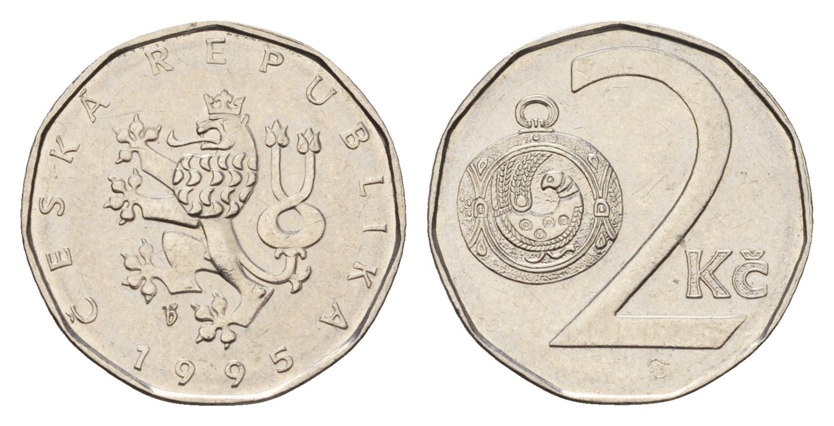 Чехия 2 кроны 1995 KM 9 сталь плакированная никелем 192-865