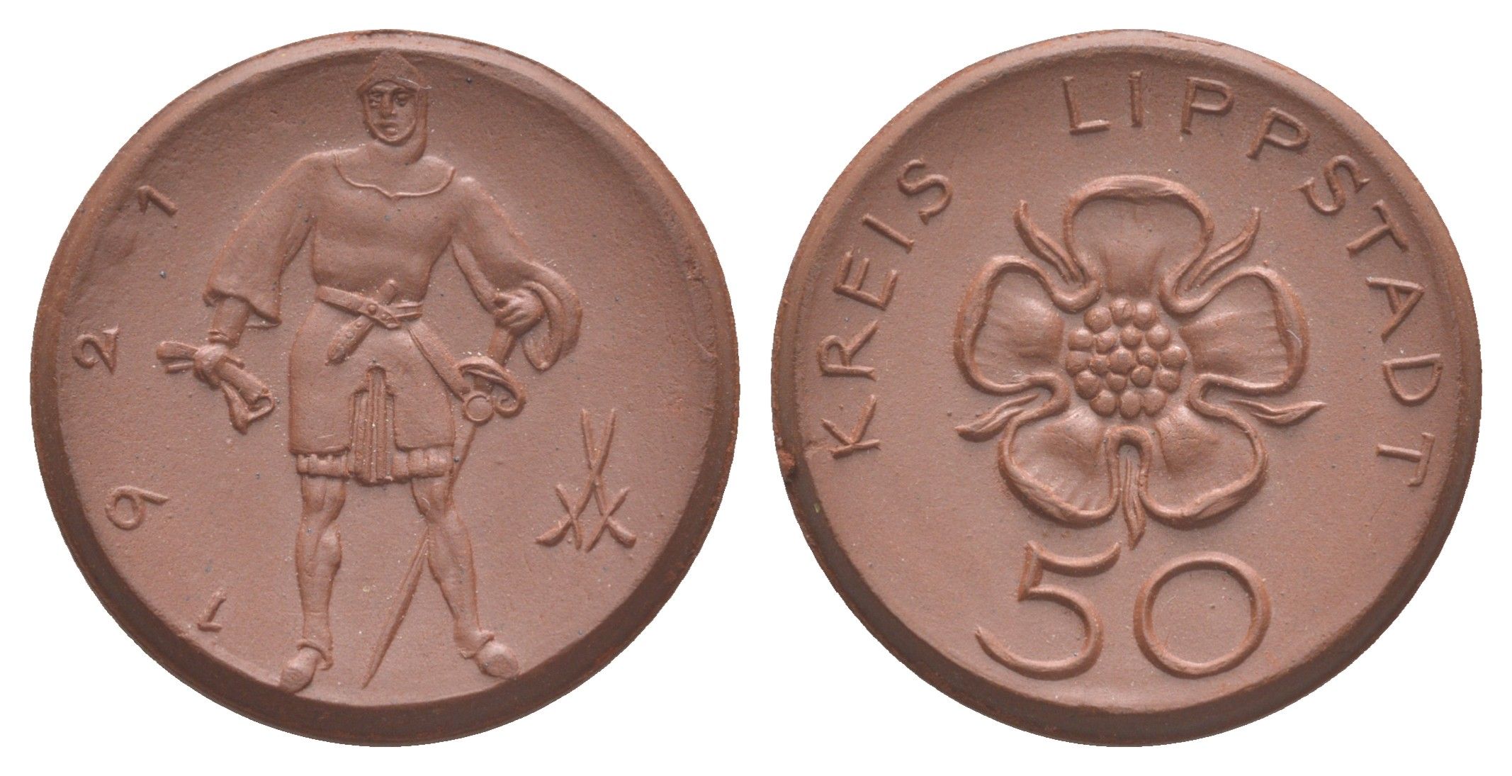 Липпштадт 50 пфеннигов 1921 Men05 15378.4, Men18 19274.4, Scheuch 155 фарфор 1094-10-32