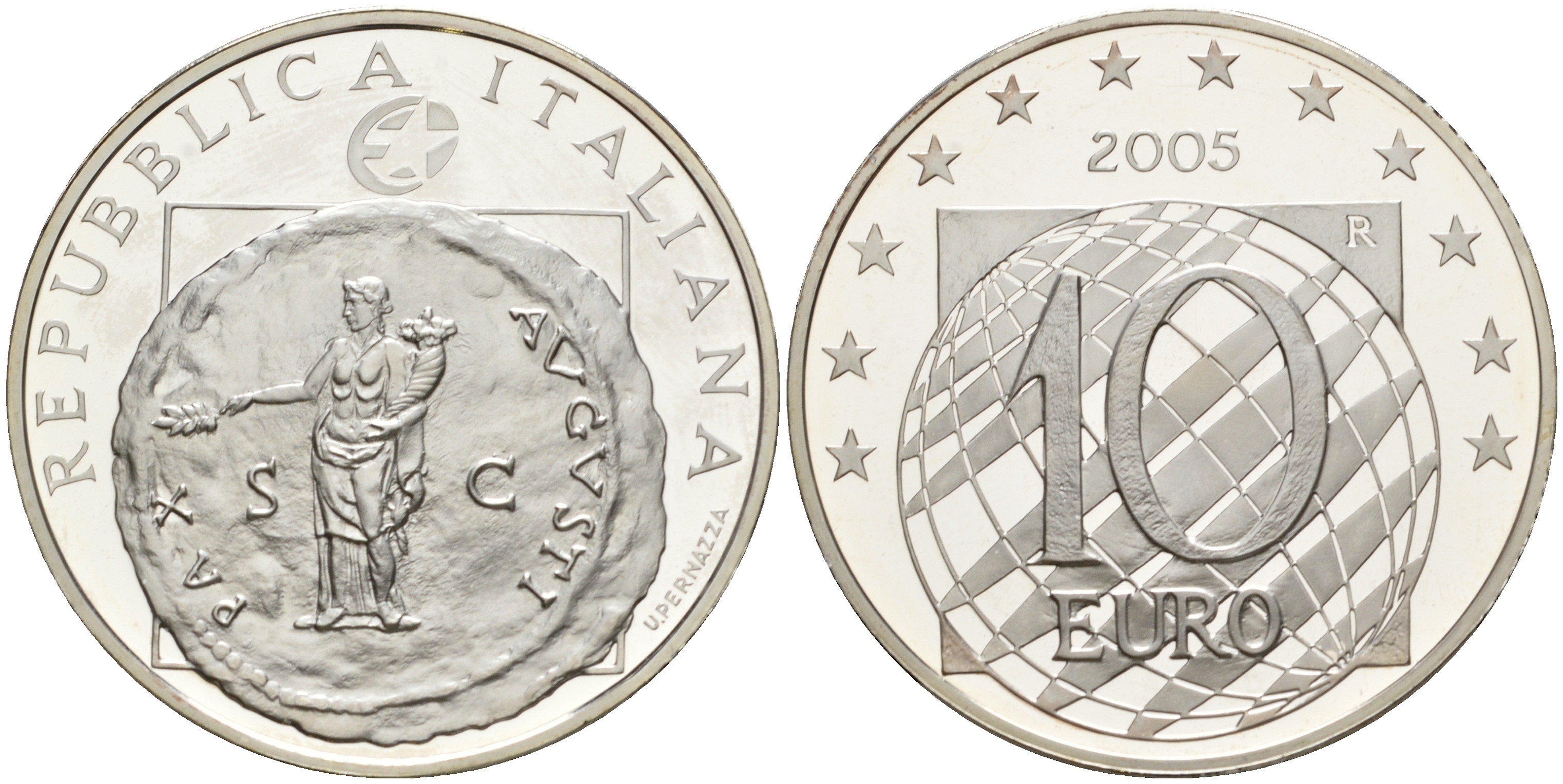 Италия 10 евро 2005 60 лет мира и свободы в Европе, античная монета KM 271 серебро PROOF 11-166-23