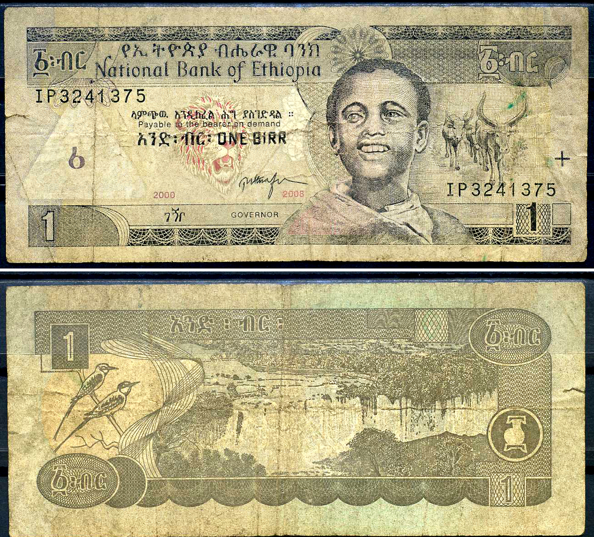 Эфиопия 1 быр ED 2000 AD 2008 Pick 46 e бумага 8592-4-1-1