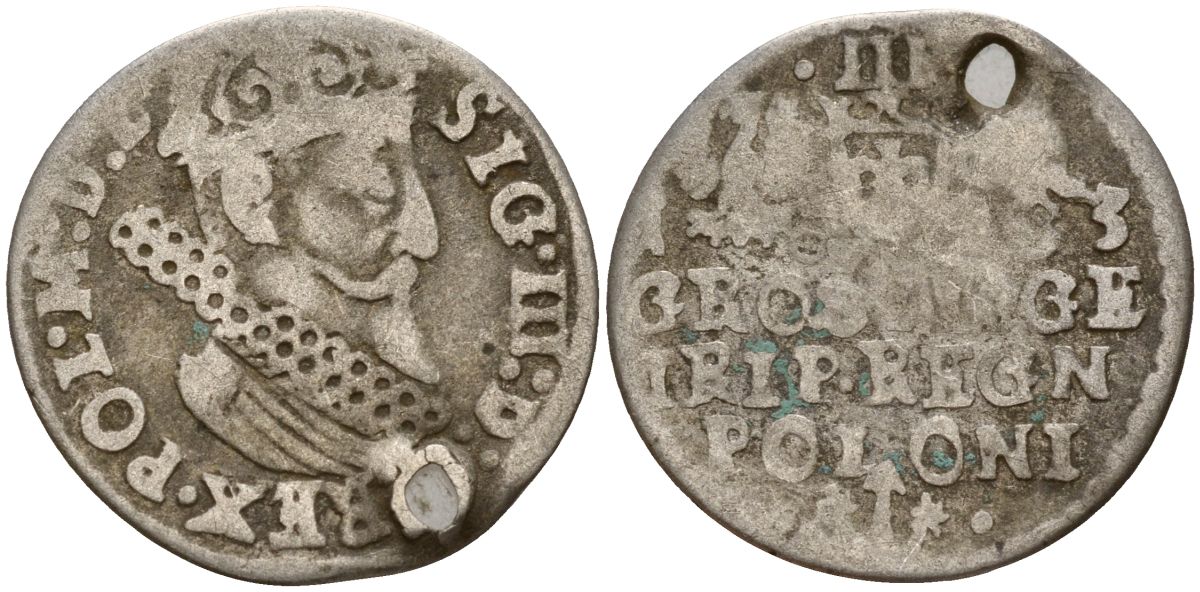 Польша, Эльбинг трояк (3 гроша) 1622 Сигизмунд III Ваза (1587-1632), Монетный двор Краков, герб "Сас" - управляющий монетного двора Миколай Данилович в 1616-1624 Iger K.22.1.a, KM 31 серебро 4160-243