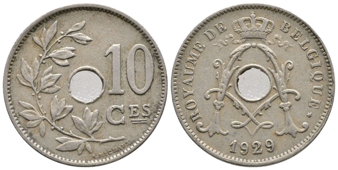БЕЛЬГИЯ 10 САНТИМОВ 1929 BELGIQUE KM 85.1 медно-никель 4364-4157