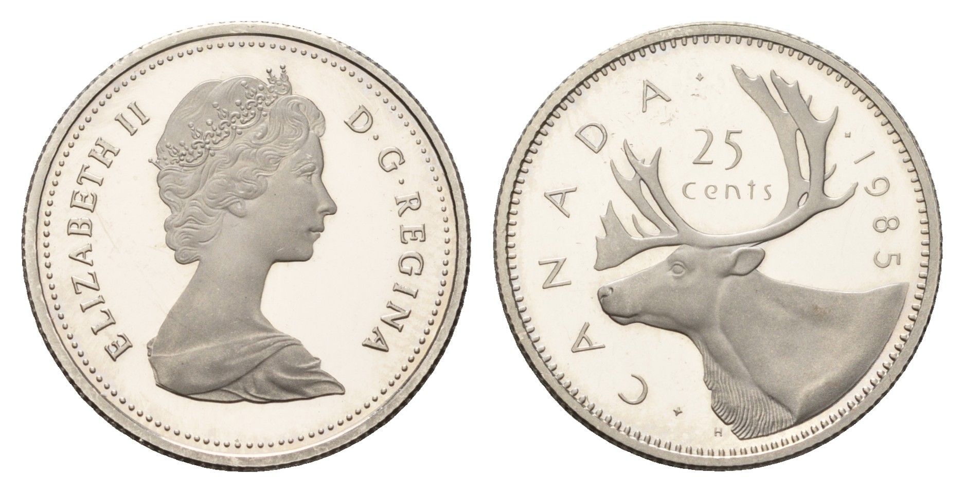 Канада 25 центов 1985 Елизавета II (1952-2022), олень KM 74 никель PROOF 633-1341