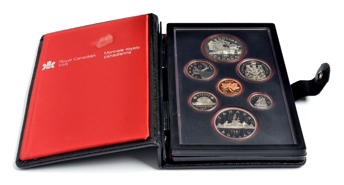 Канада набор из 7 монет 1981 Трансконтинентальная железная дорога, паровоз, оригинальная коробка и сертификат KM PS1 PROOF 4-3-1-04