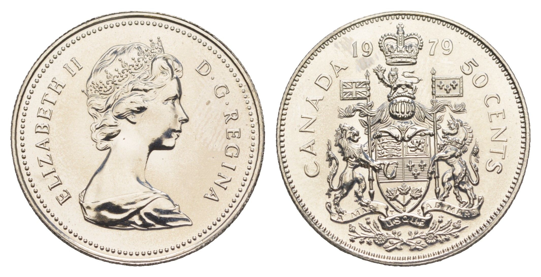 Канада 50 центов 1979 Елизавета II (1952-2022), герб KM 75 никель PROOF-LIKE (BU) 4631-957