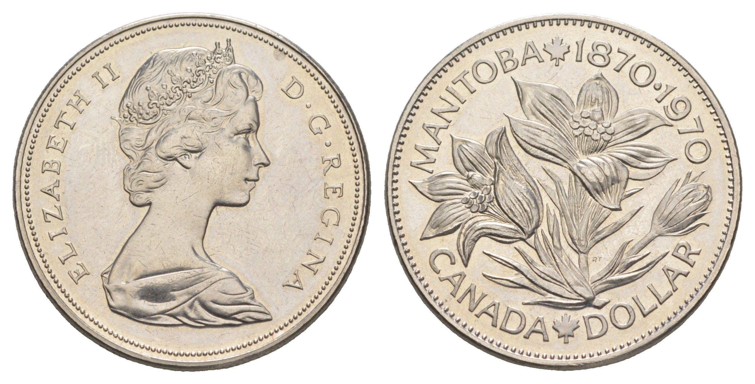 Канада 1 доллар 1970 100 лет со дня присоединения Манитобы KM 78 никель BU 4653-225