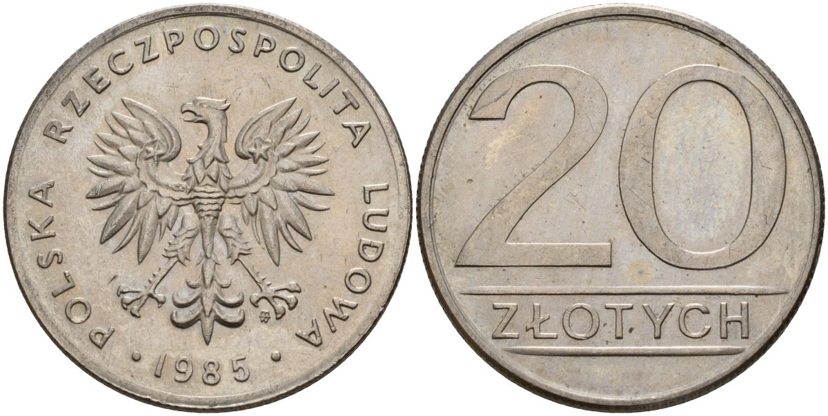 Польша 20 злотых 1985 MW Y 153.1 медно-никель 4187-634
