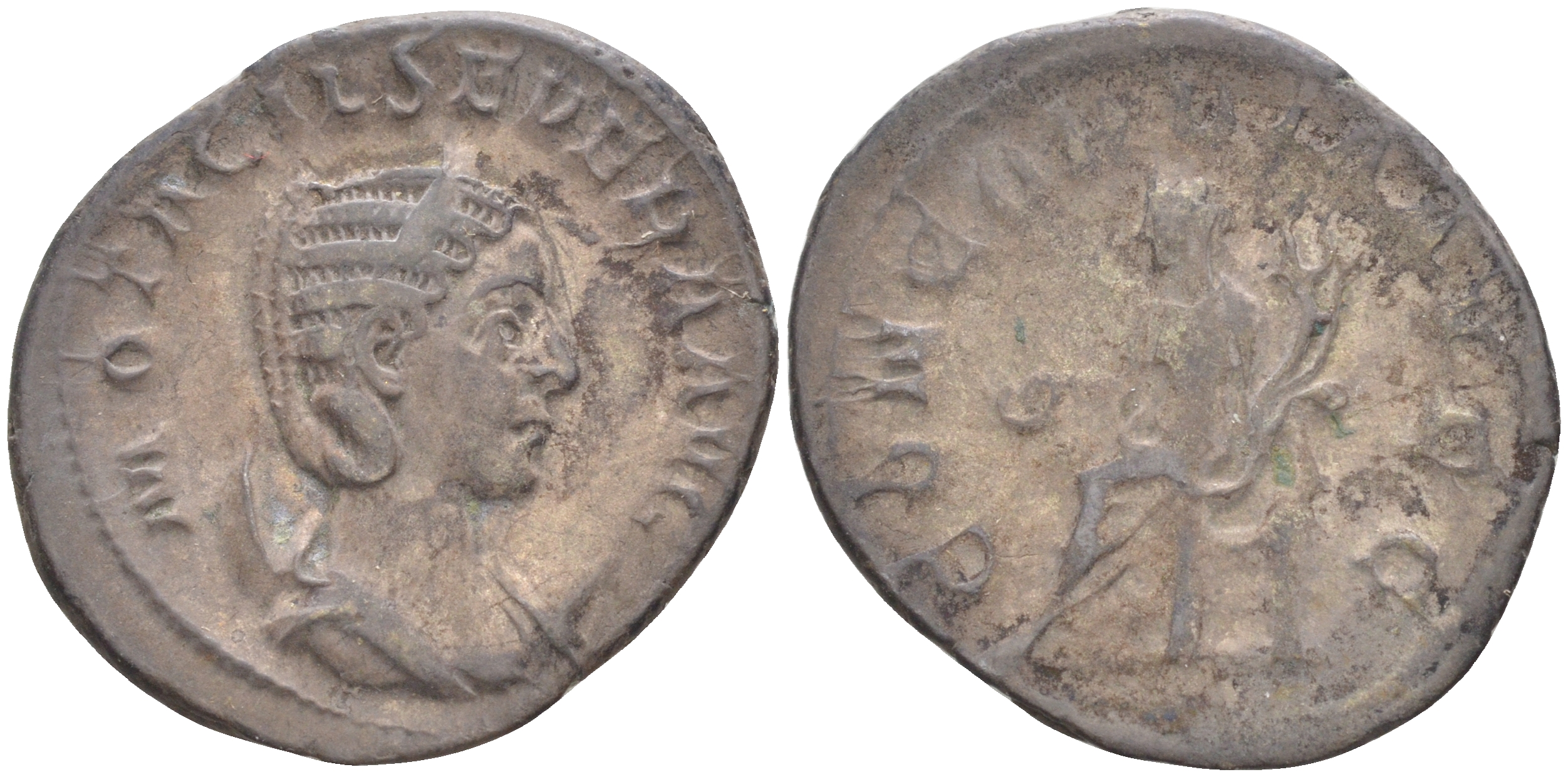 Римская Империя антониниан 244 - 247 Отацилия Севера, жена Филиппа I Араба, бюст августы, M OTACIL SEVERA AVG / Конкордия, богиня Согласия, CONCORDIA AVGG, Рим RIC 125c серебро 1073-14-114