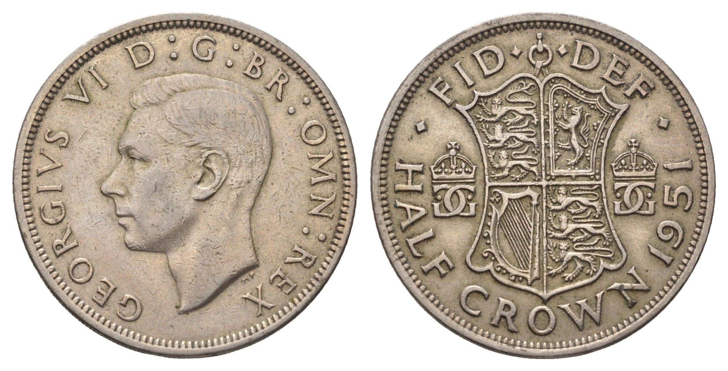 Великобритания 1/2 кроны 1951 Георг VI (1936-1952) KM 879, Spink 4106 медно-никель 4667-544