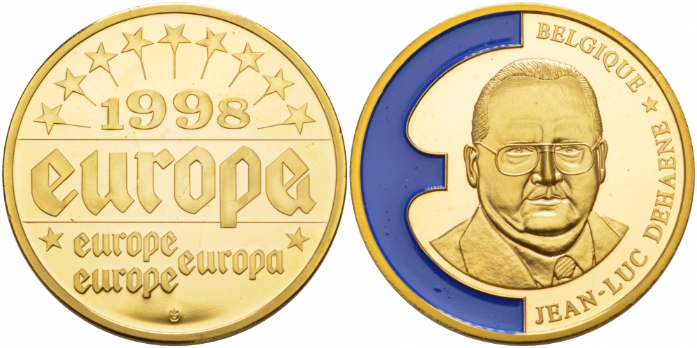 ЕВРОПА МЕДАЛЬ 1998 БЕЛЬГИЯ, ЖАН ЛЮК ДЕХАНЕ , ЭМАЛЬ, ДИАМЕТР 40 ММ., ВЕС 33,5 ГР. медно-никель PROOF 1088-6-53