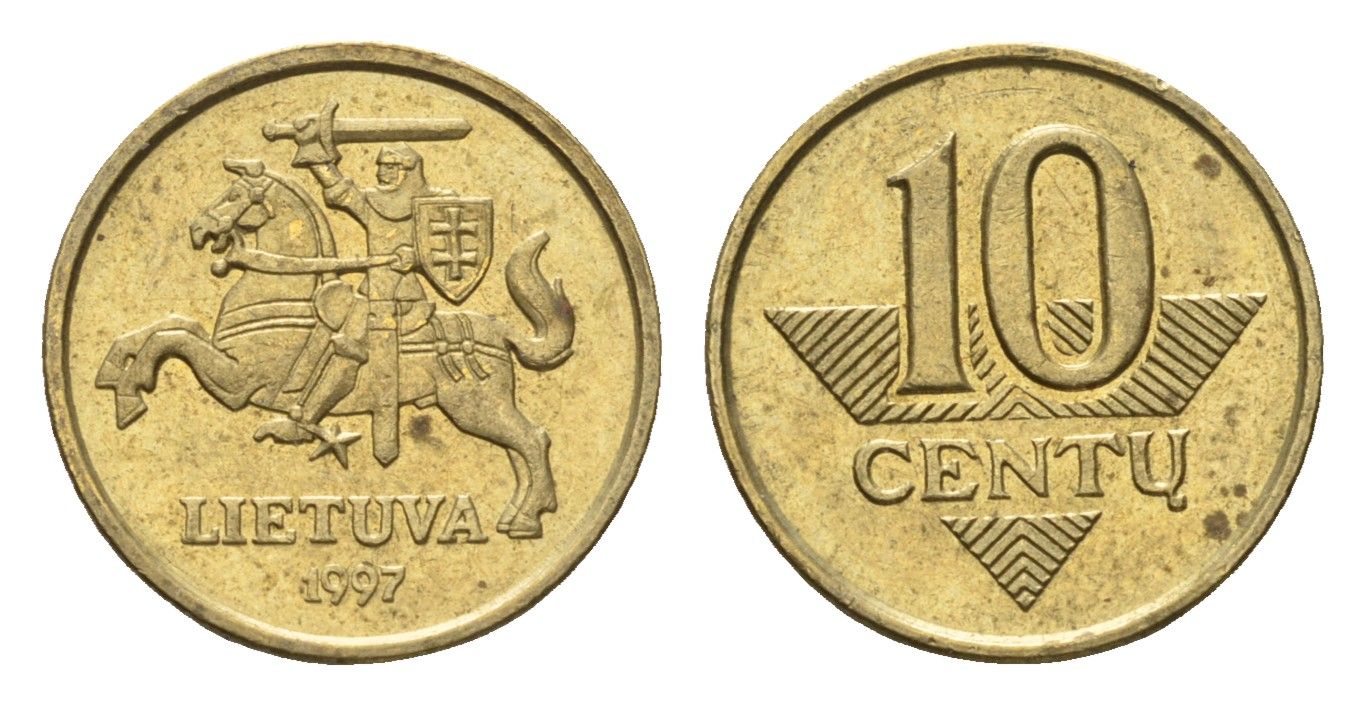 Литва 10 центов (сентов) 1997 KM 106 никель латунь 4689-1115