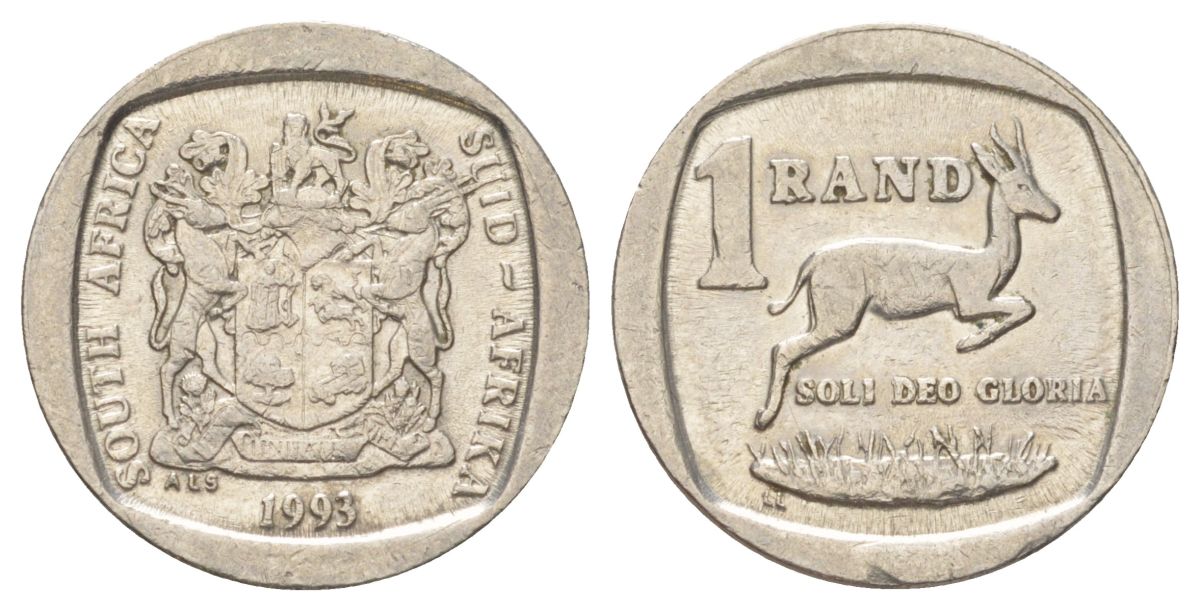 ЮАР 1 ранд 1993 KM 138 медь плакированная никелем 4627-256