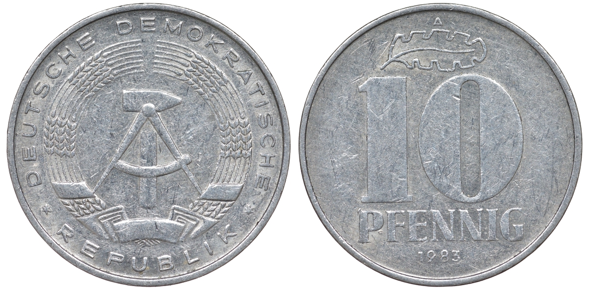 ГДР 10 ПФЕННИГОВ 1983 А алюминий 62-914