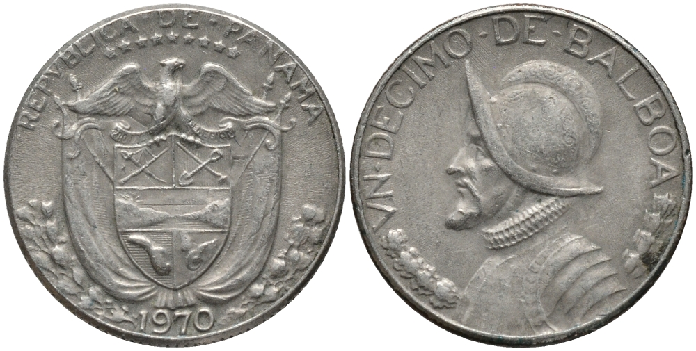 Панама 1/10 бальбоа 1970 KM 10а медь плакированная медно-никелем 72-1016