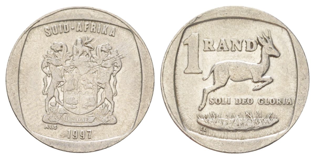 ЮАР 1 ранд 1997 KM 164 медь плакированная никелем 4627-328
