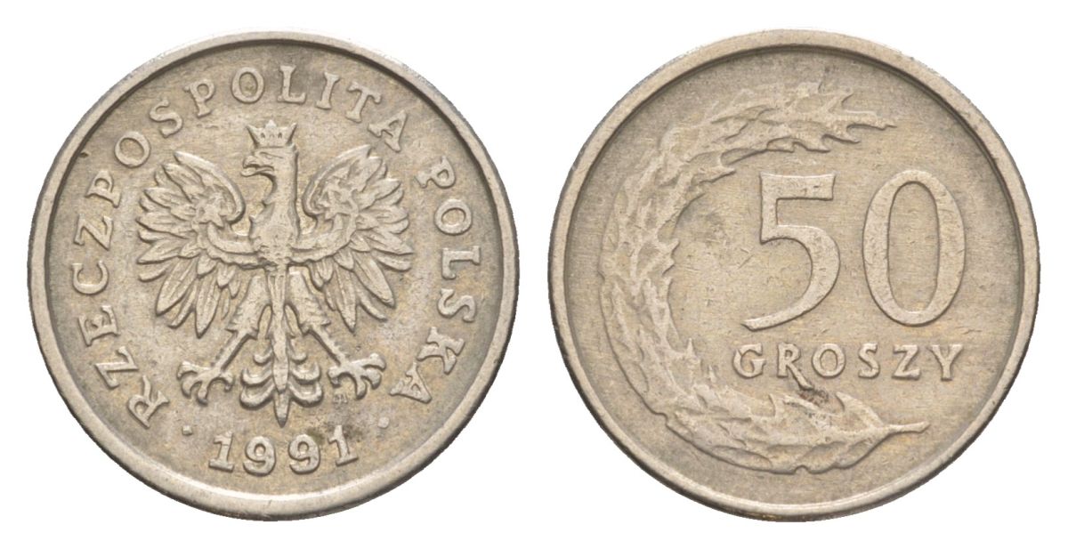 Польша 50 грошей 1991 Y 281 медно-никель 4625-1266